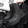 Black Men's Casual Leather Boots Fashion Winter Men Work Boot Mens