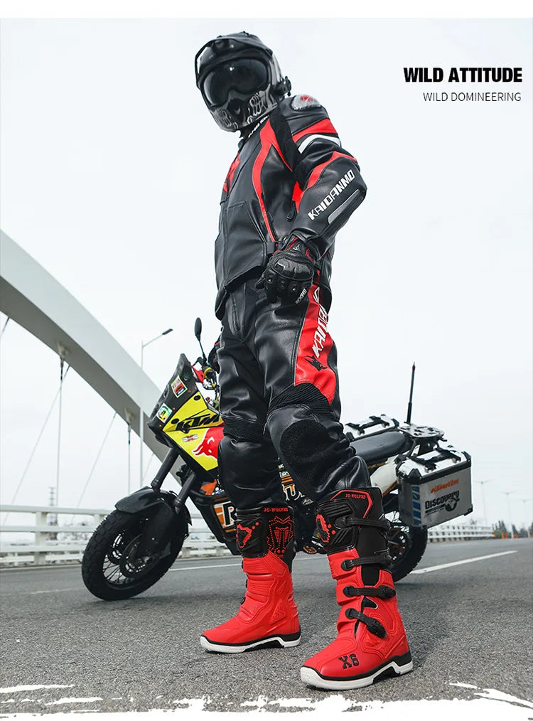 Motorcycle Boot Men Women Riding Mid-Calf Ankle Protective Shoes Moto Motorbike Equipment Racing Long Motorcycle Boots Men