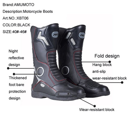 AMUMOTO Motorcycle Riding Boots Men's And Women's Pull Motorcycle