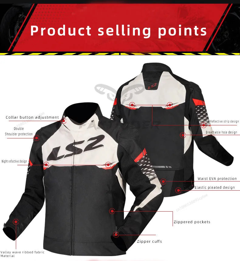 Hendersonshop LS2 Original APEX Motorcycle Jacket Autumn Winter Waterproof Windproof Warm