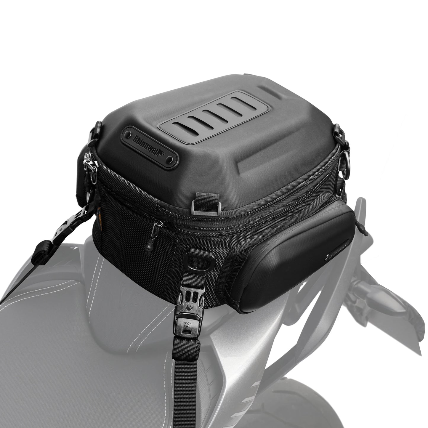 Rhinowalk Hard Shell Pannier - additional shot showing motorcycle pannier bag features and details