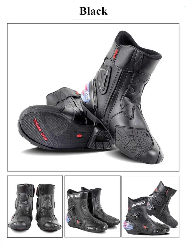 Motorcycle Boots Microfiber Leather Motorbike Anticollision Foot Ankle Protec... | Henderson Shop