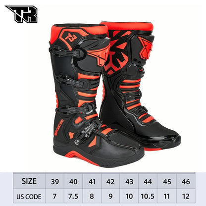 Men's Motorcycle Boots Waterproof Racing Boots Anti Fall Women Motocross Equipment Wear-resistant Rally Shoes Safety Riding
