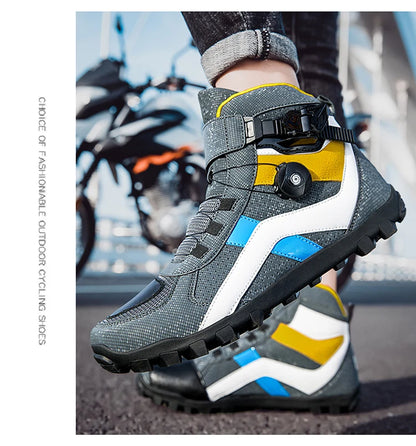 Hendersonshop Men Motorcycle boots Breathable Anti-fall Rider Road Racing BOA lacing