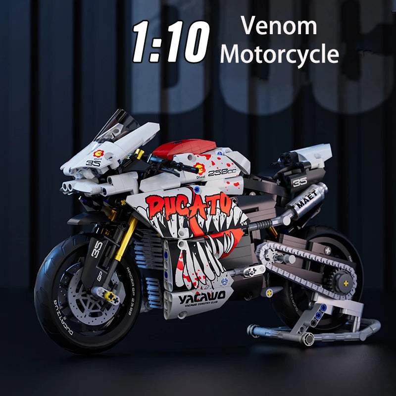 Hendersonshop Technical V4 Motorcycle Building Blocks Set Famous Super Motorbike Model