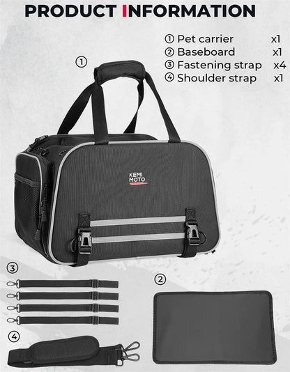 Motorcycle Pet Bag 20lbs Dog/Cat Carrier Bag Airline Approved Pet Travel Carrier Bag Portable Folding Pet Cat Dog Travel Carrier