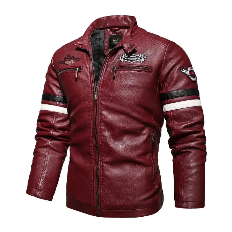 Motorcycle Jacket Leather Men's Brand Moto Leather Jacket Coat Men Handsome W... | Henderson Shop