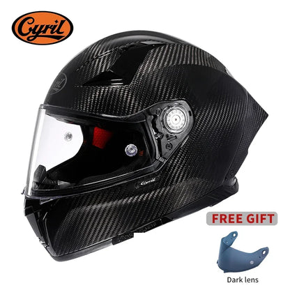 Full Face Motorcycle Helmet, Carbon Fiber Tail Wing Multiple Gear Adjustment, Unisex Helmet DOT ECE Approved