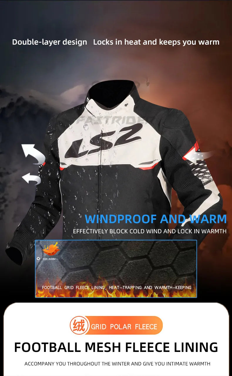 Hendersonshop LS2 Original APEX Motorcycle Jacket Autumn Winter Waterproof Windproof Warm