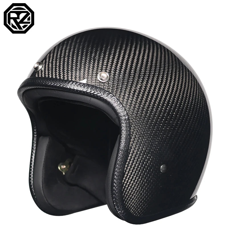 ORZ latest carbon fiber retro helmet motorcycle helmet 3/4 open face capacete vintage men and women four seasons half helmet