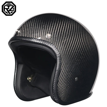 ORZ latest carbon fiber retro helmet motorcycle helmet 3/4 open face capacete vintage men and women four seasons half helmet