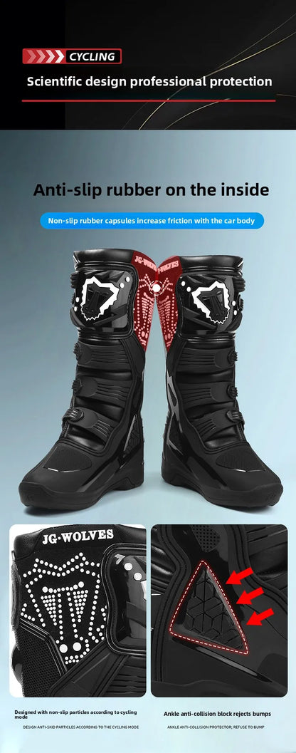 Motorcycle Boot Men Women Riding Mid-Calf Ankle Protective Shoes Moto Motorbike Equipment Racing Long Motorcycle Boots Men