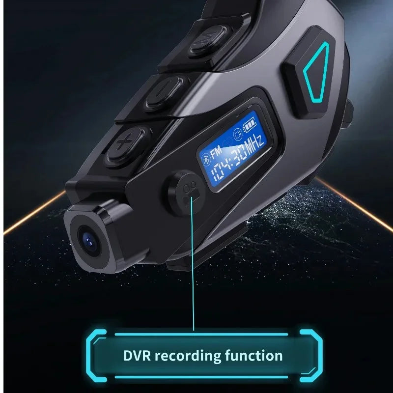 K10 Motorcycle Helmet Bluetooth 5.4 Headset Waterproof Earphone with LCD Display Stereo FM Radio 1080P HD Video Dashcam
