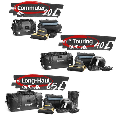 Rhinowalk Motorcycle Back Seat Bag Waterproof 20L/40L/65L Motorbike Saddlebag Travel Luggage MOLLE Expansion Panel Riding Pack