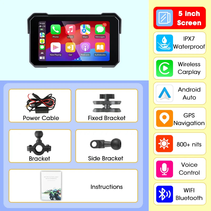 7" Motorcycle GPS Navigator | CarPlay & Android Auto - View 38 | Henderson Shop