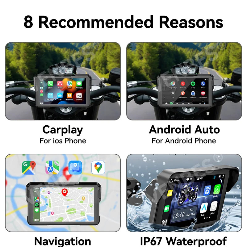 Venbes Motorcycle GPS Navigator | CarPlay & Android Auto - View 8 | Henderson Shop