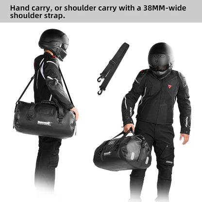 Rhinowalk Tail Bag 45L - angle view showing motorcycle tail bag features and details