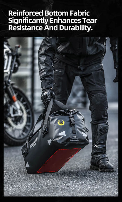Rhinowalk Motorcycle Back Seat Bag Waterproof 20L/40L/65L Motorbike Saddlebag Travel Luggage MOLLE Expansion Panel Riding Pack