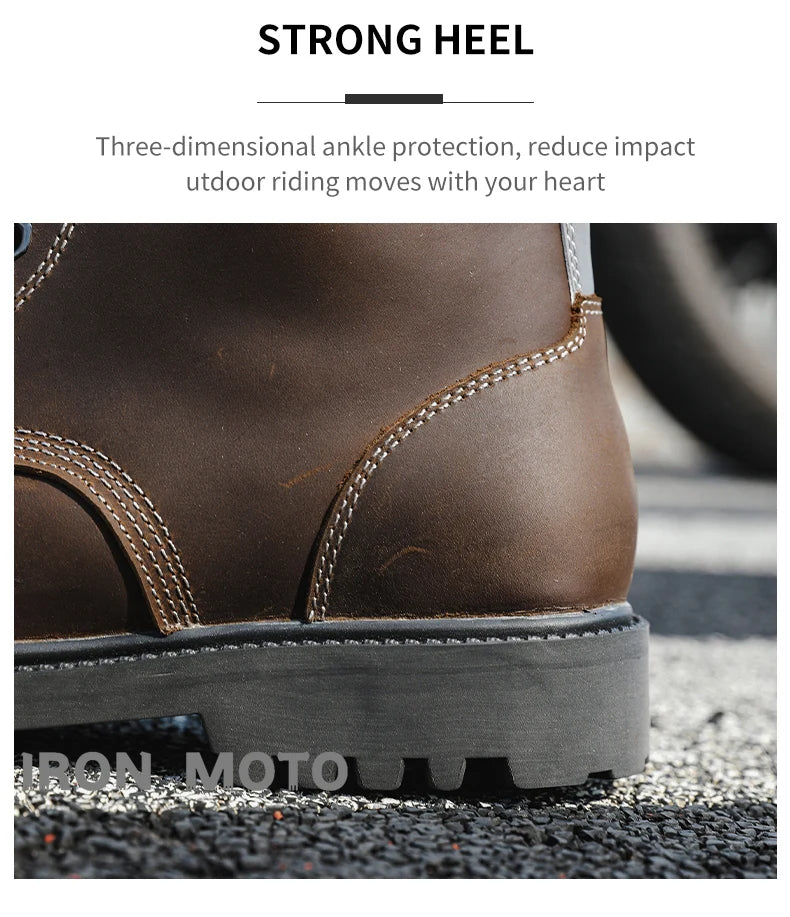 Winter Motorcycle Shoes Men Cruiser Boots Motocross Boots Motorbike Tall Boots Portland Shoes for Worker Adventure Black Leather