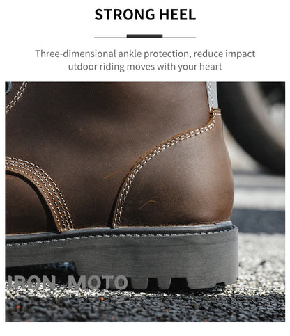 Winter Motorcycle Shoes Men Cruiser Boots Motocross Boots Motorbike Tall Boots Portland Shoes for Worker Adventure Black Leather