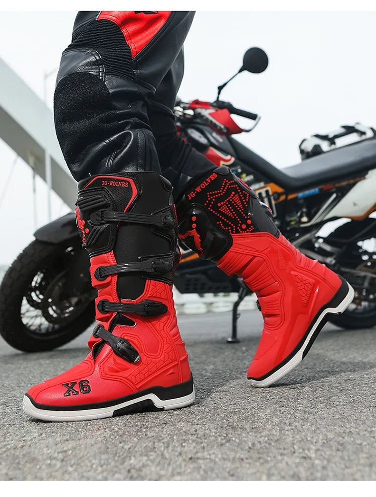 Motorcycle Boot Men Women Riding Mid-Calf Ankle Protective Shoes Moto Motorbike Equipment Racing Long Motorcycle Boots Men