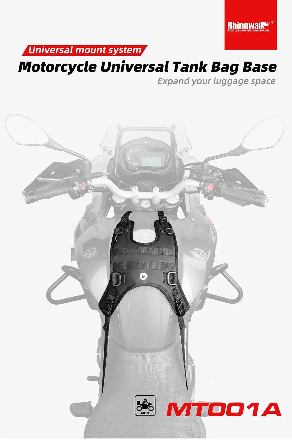 Rhinowalk Tank Bag - usage view showing motorcycle tank bag features and details