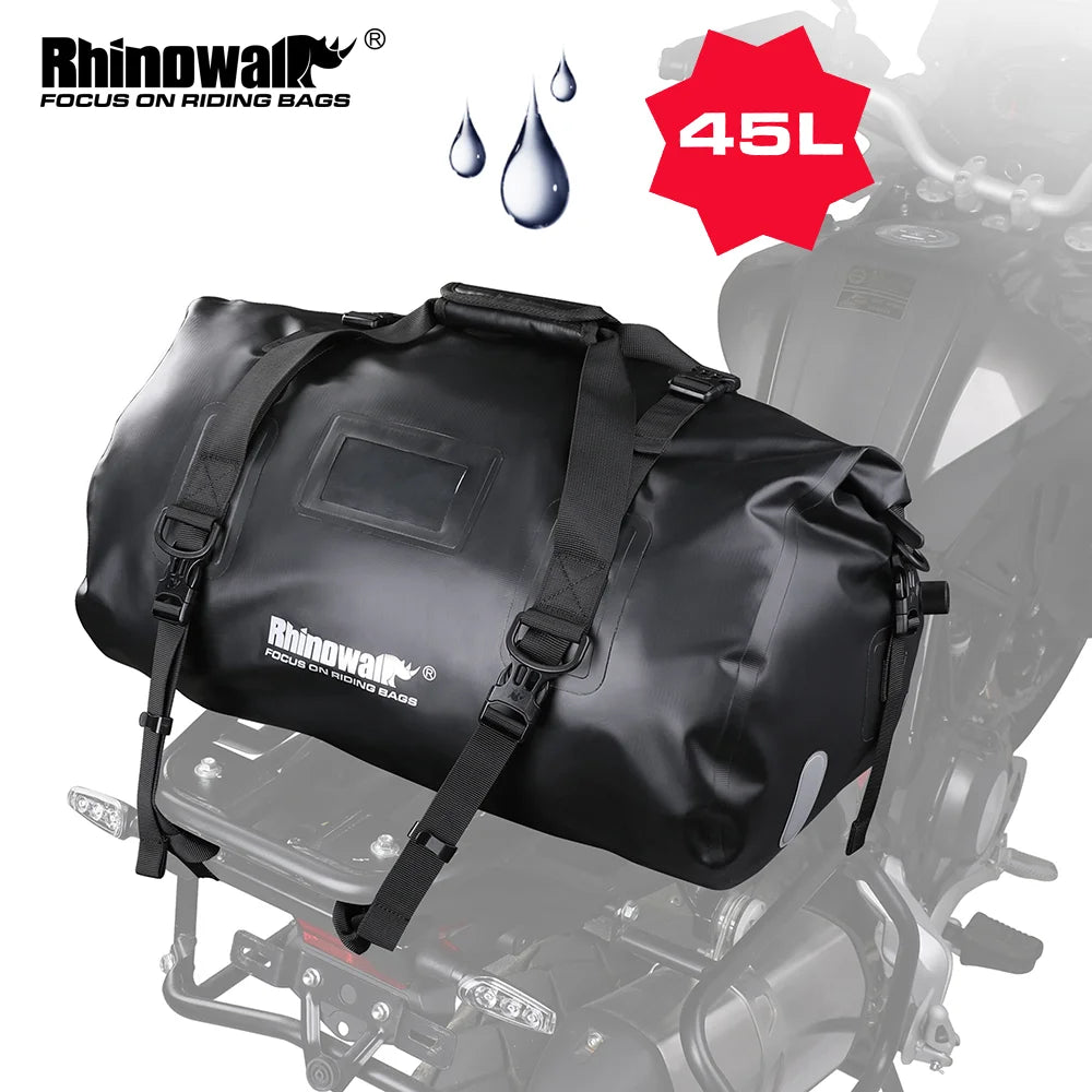 Rhinowalk Tail Bag 45L - main view showing motorcycle tail bag features and details