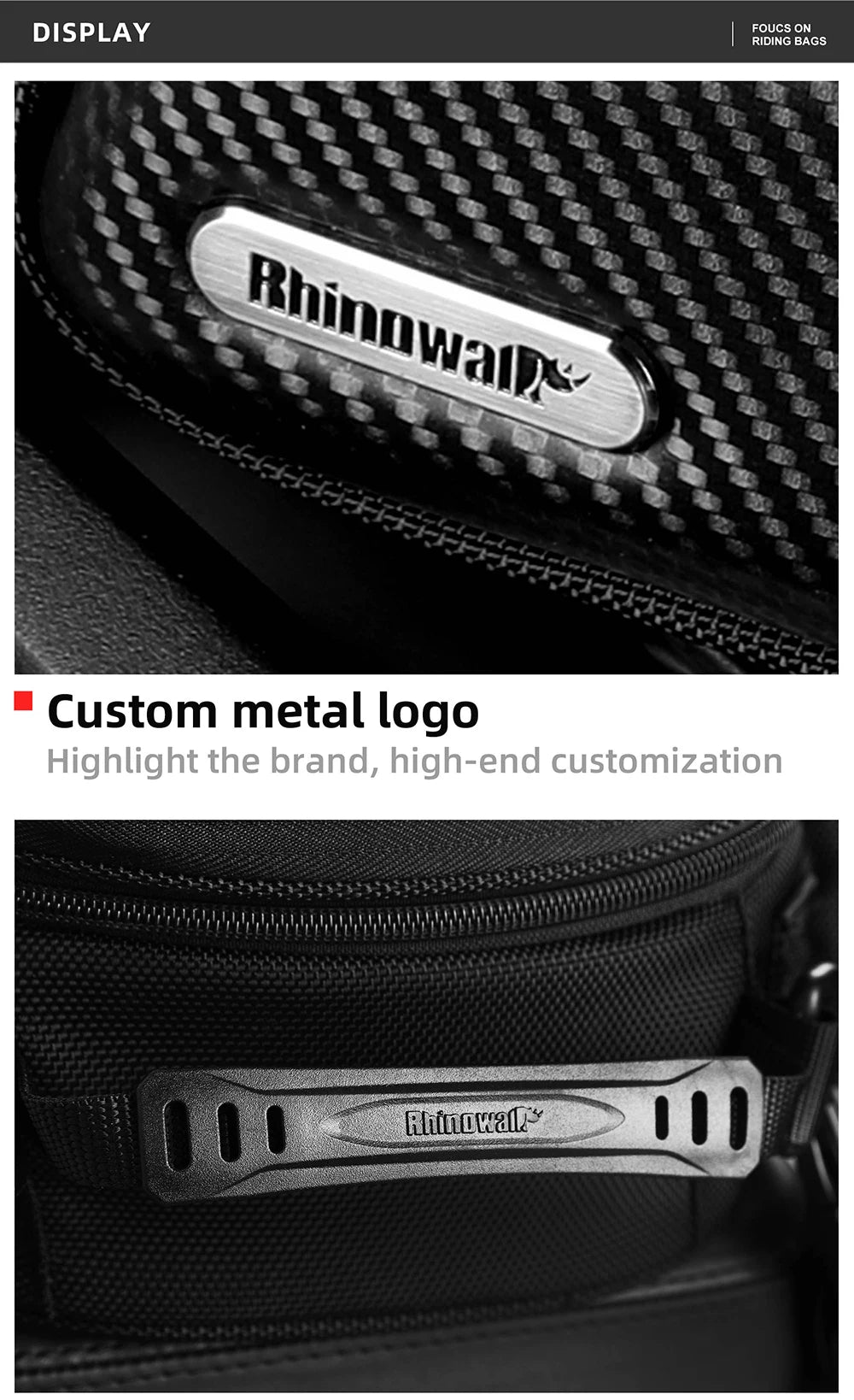 Rhinowalk Hard Shell Pannier - additional detail showing motorcycle pannier bag features and details