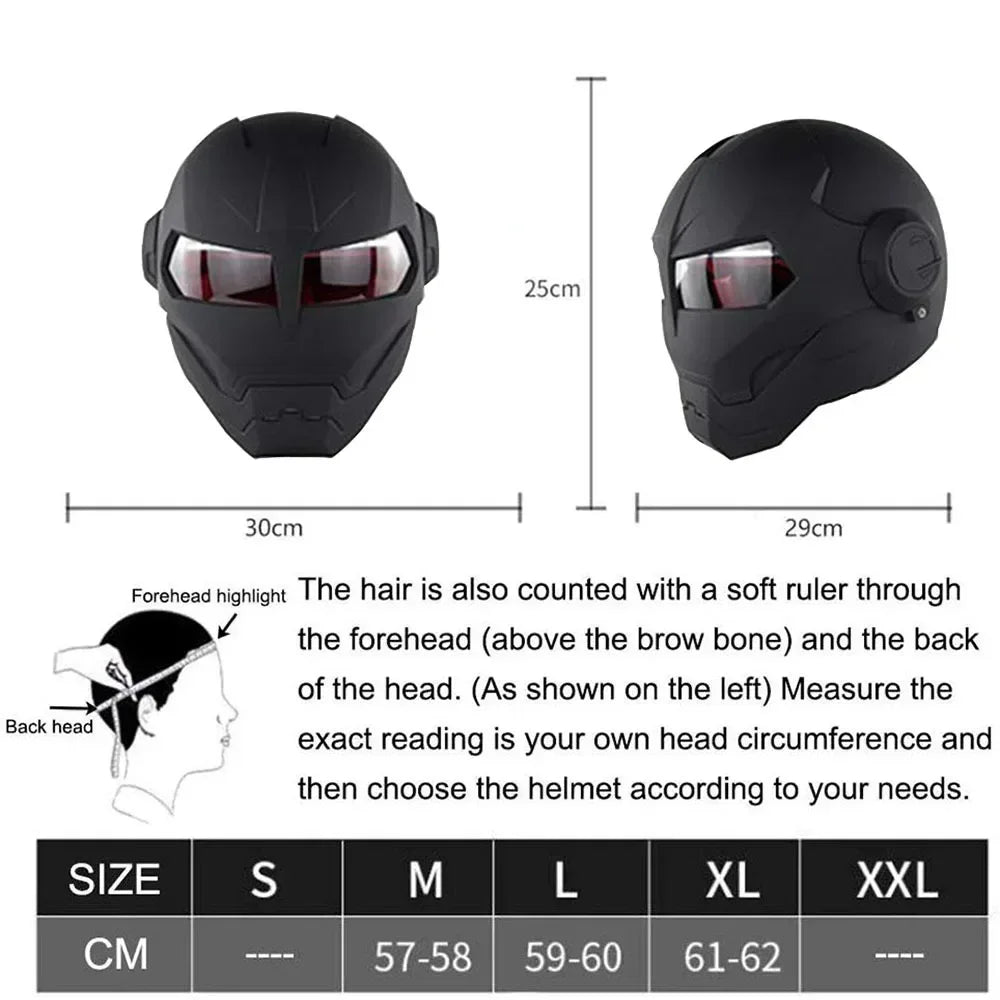 Iron Man Retro Motorcycle Full Helmet Bright Black Personality Cool Flip-up H... | Henderson Shop
