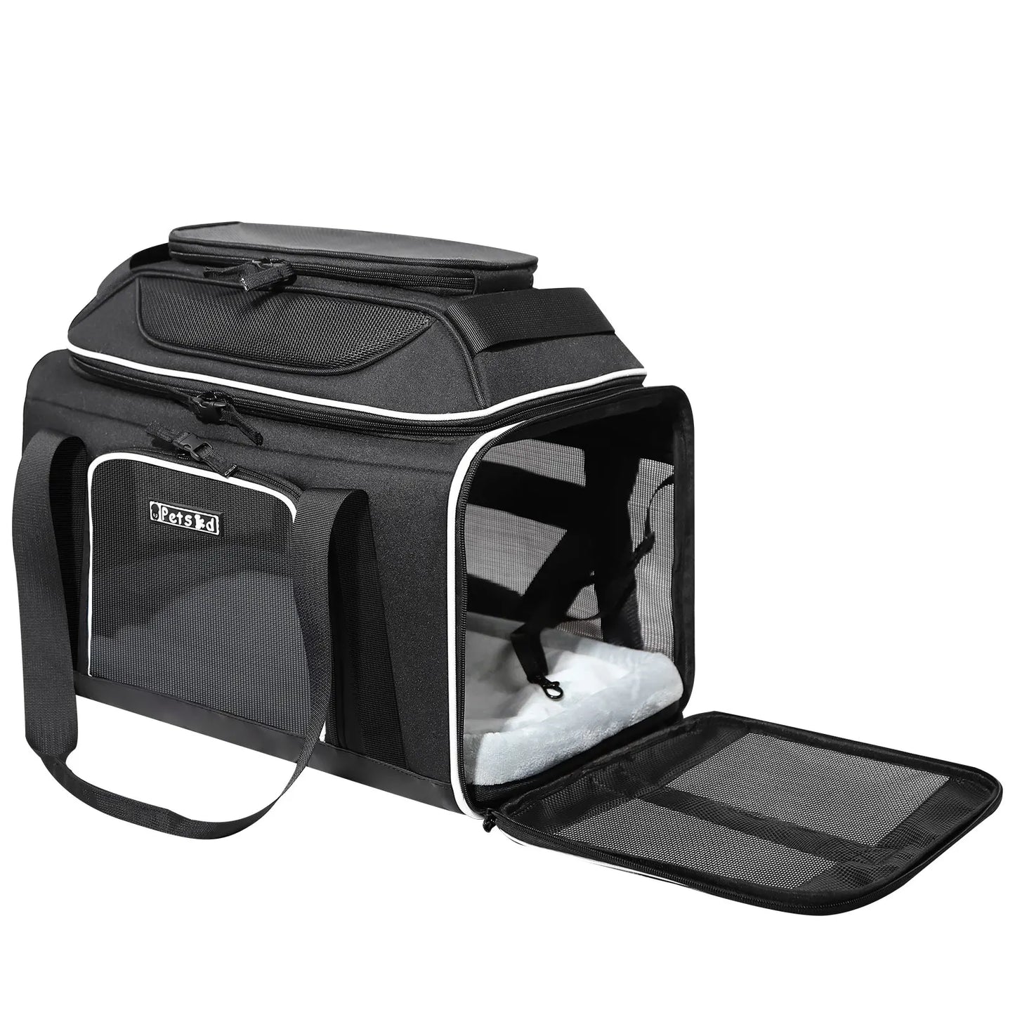 Petskd Top-Expandable Pet Carrier Major USA Airlines Approved Soft Small Dog Cat Carrier with Safety Zipper and AntiScratch Mesh