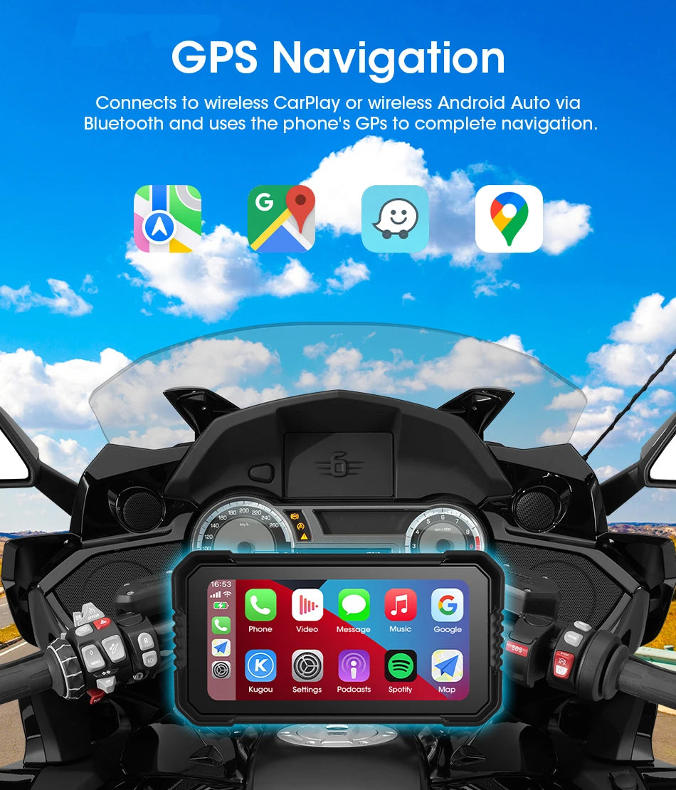 6.25" Motorcycle GPS Navigator | Waterproof & CarPlay - View 4 | Henderson Shop