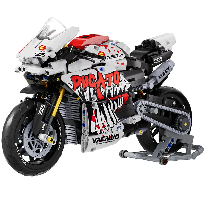 Hendersonshop Technical V4 Motorcycle Building Blocks Set Famous Super Motorbike Model