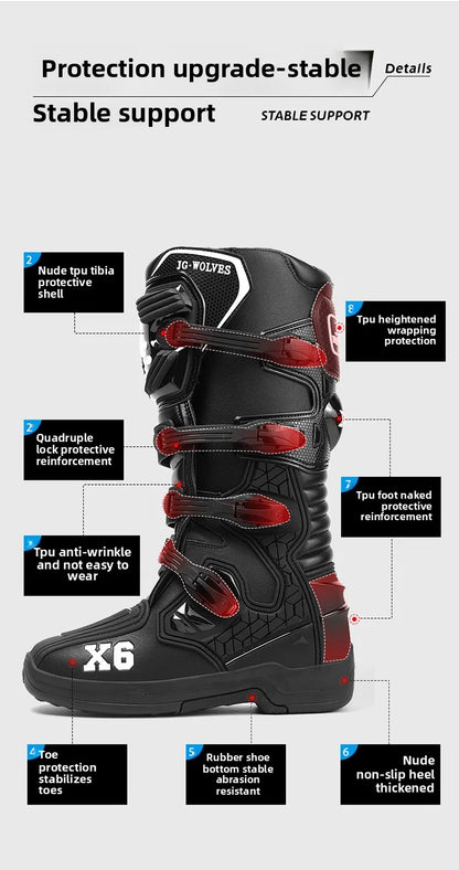 Motorcycle Boot Men Women Riding Mid-Calf Ankle Protective Shoes Moto Motorbike Equipment Racing Long Motorcycle Boots Men