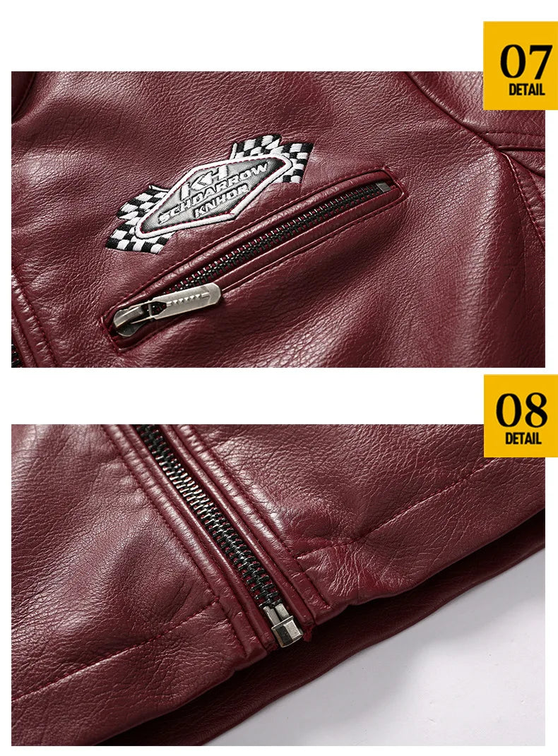 Motorcycle Jacket Leather Men's Brand Moto Leather Jacket Coat Men Handsome W... | Henderson Shop