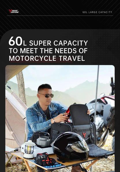 Motorcycle Waterproof Motorcycle Rear Seat Bag 35-50L Helmet Bag High Capacity Motor Tail SaddleBag Rider Backpack
