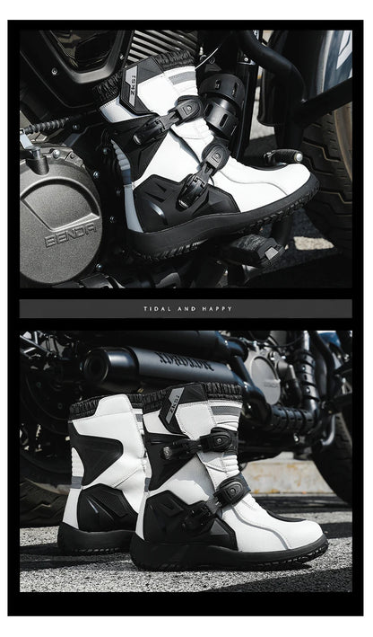 Men Motocross Boots Adventure Low Boots for ADV Riders Sport Touring  Motorcycle Boots Waterproof Riding Shoes Moto Riding Gear