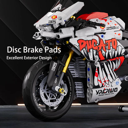 Hendersonshop Technical V4 Motorcycle Building Blocks Set Famous Super Motorbike Model