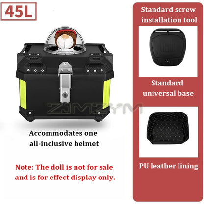 Motorcycle Pet Trunk Breathable Pet Box 36L/ 45L/ 57L Electric Vehicle Tail Box Universal Storage Top Case with Reflective Strip