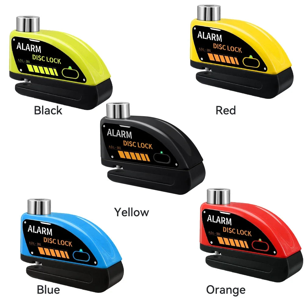 Motorcycle Alarm Lock 110dB - installation view showing motorcycle disc lock features and details