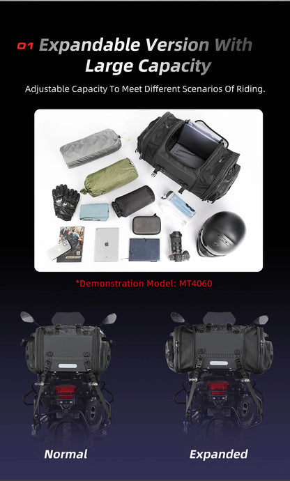 Rhinowalk Travel Luggage Bag - accessory detail showing motorcycle luggage bag features and details