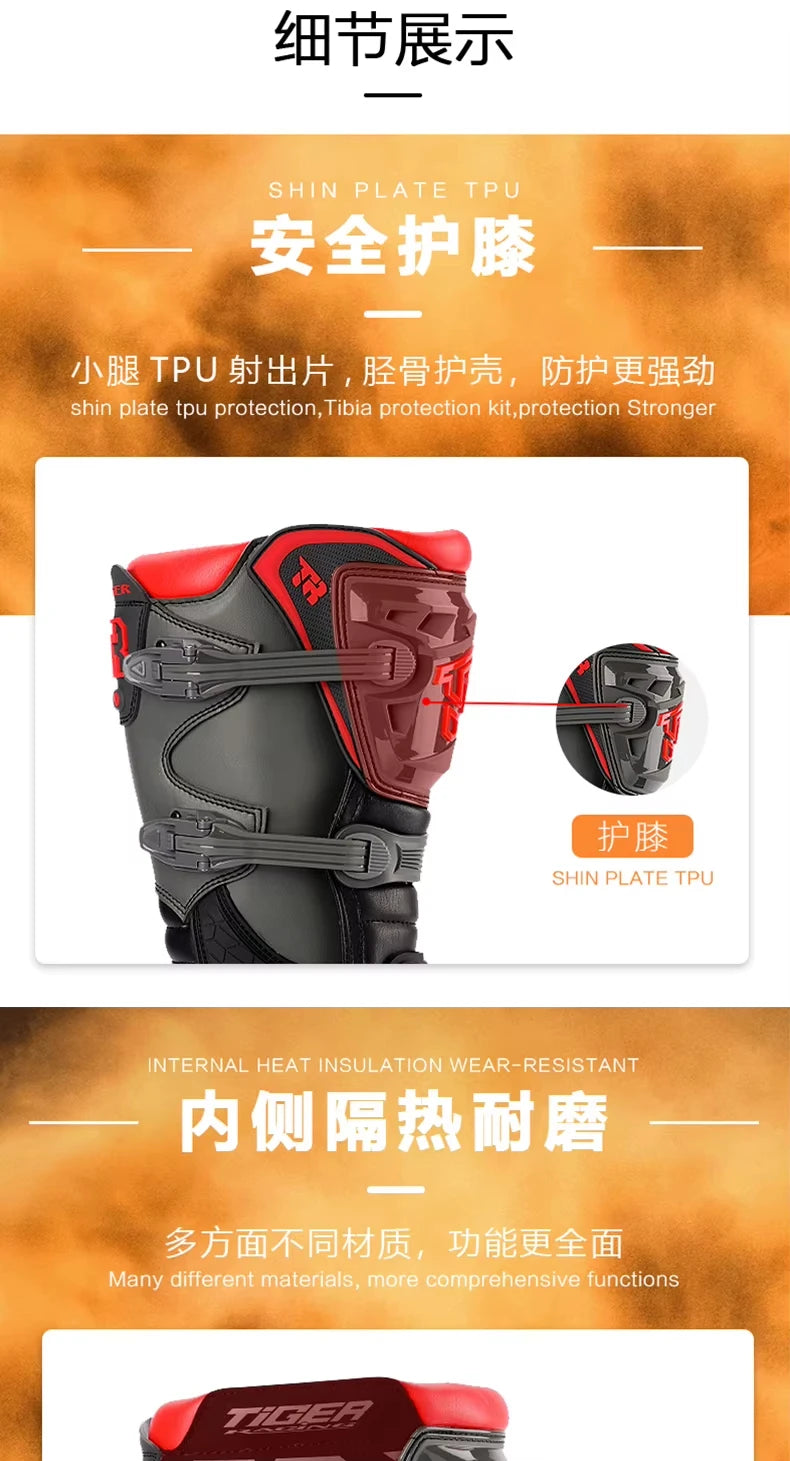 Men's Motorcycle Boots Waterproof Racing Boots Anti Fall Women Motocross Equipment Wear-resistant Rally Shoes Safety Riding