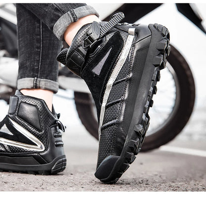 Hendersonshop Motorcycle boots Casual men's motorcycle shoes Motorcycle riding shoes Leather