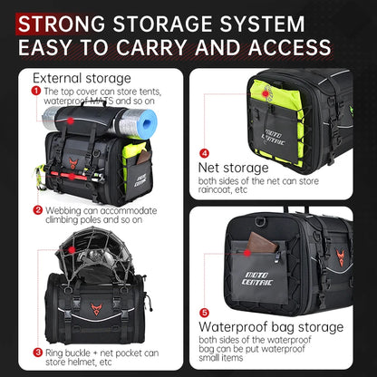 Motorcycle Waterproof Motorcycle Rear Seat Bag 35-50L Helmet Bag High Capacity Motor Tail SaddleBag Rider Backpack