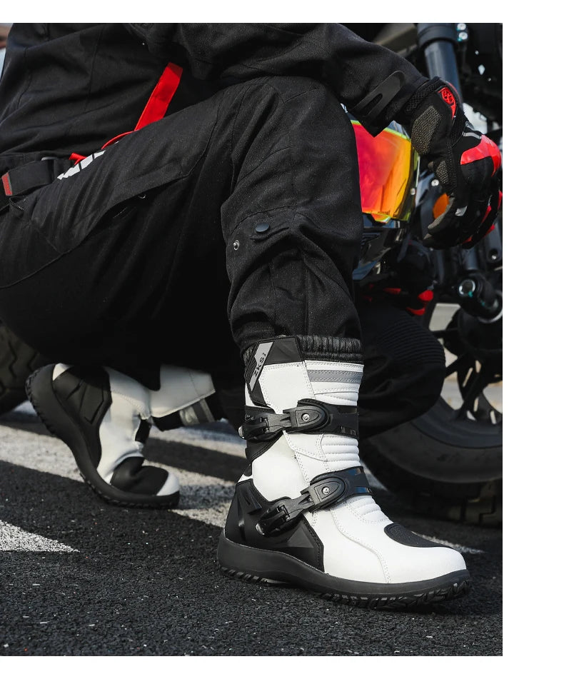 Men Motocross Boots Adventure Low Boots for ADV Riders Sport Touring  Motorcycle Boots Waterproof Riding Shoes Moto Riding Gear