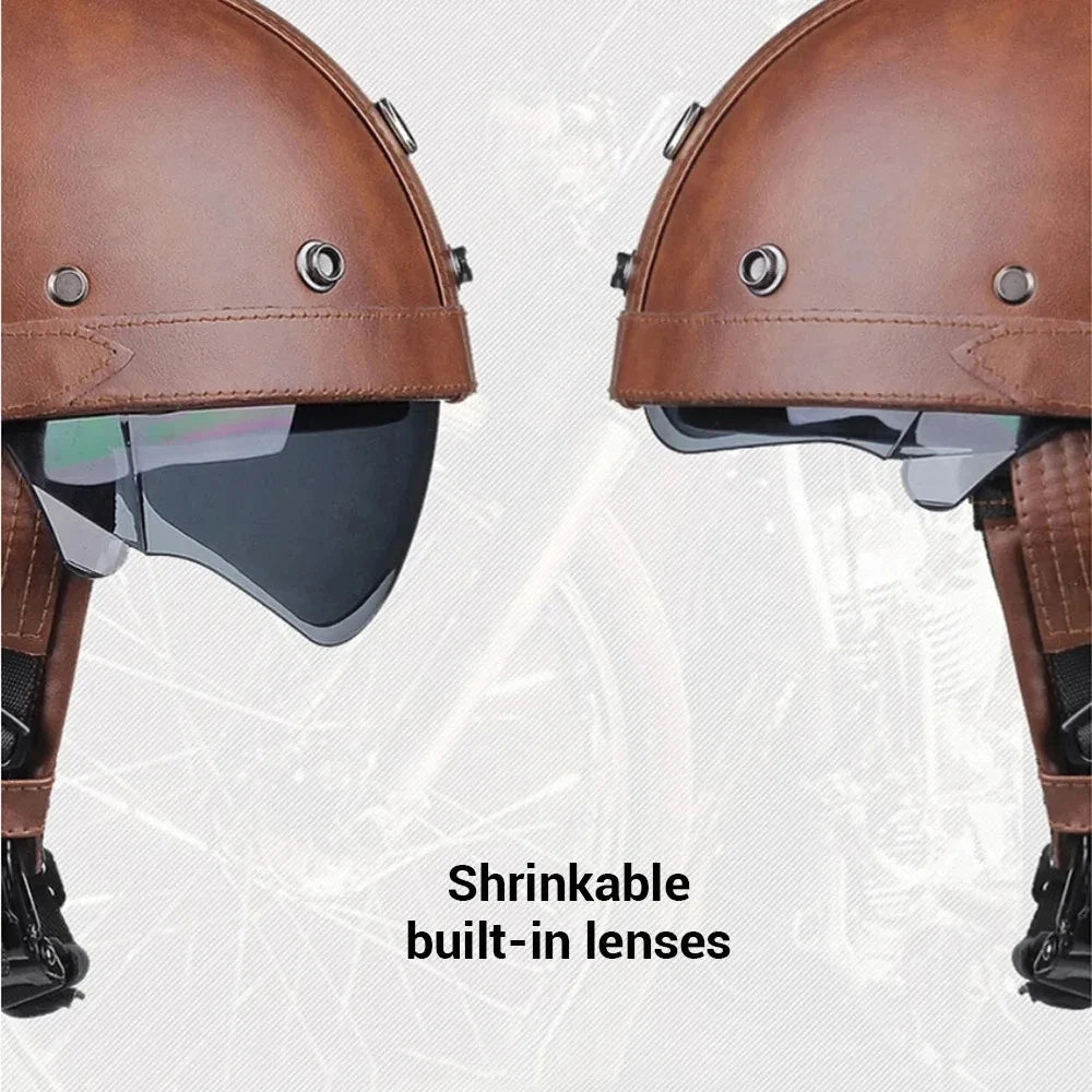 Vintage Half Face Helmet | Leather - View 2 | Henderson Shop