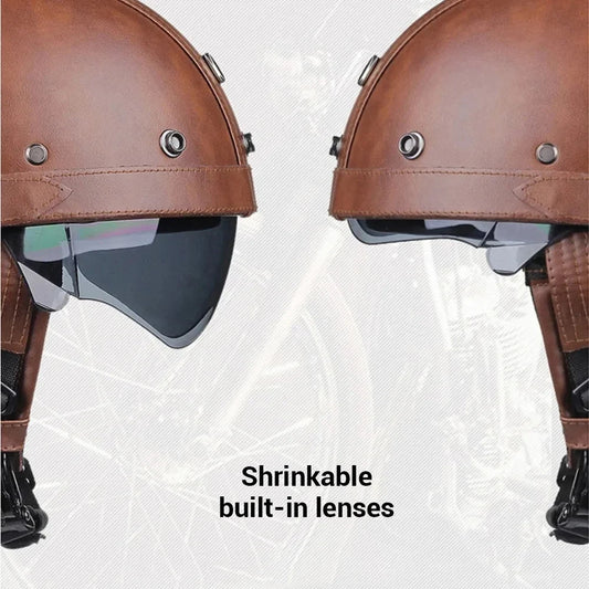 Vintage Half Face Helmet | Leather - View 2 | Henderson Shop