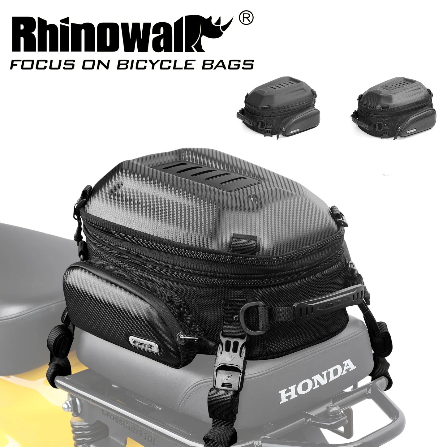 Rhinowalk Hard Shell Pannier - main view showing motorcycle pannier bag features and details