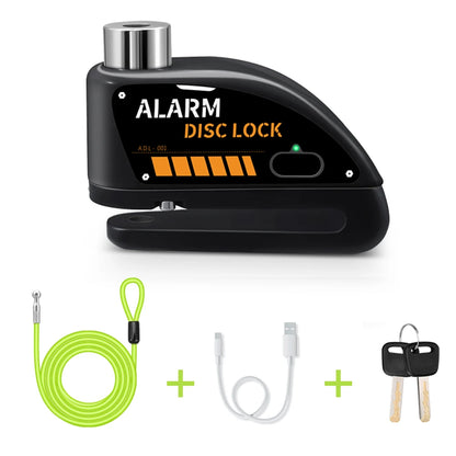 Motorcycle Alarm Lock 110dB - additional detail showing motorcycle disc lock features and details