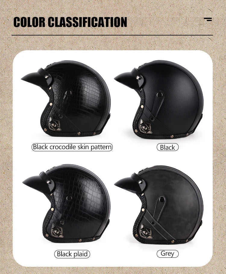 Uchoose Vintage Half Face Helmet | Leather - View 13 | Henderson Shop
