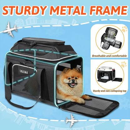 Petskd Top-Expandable Pet Carrier Major USA Airlines Approved Soft Small Dog Cat Carrier with Safety Zipper and AntiScratch Mesh